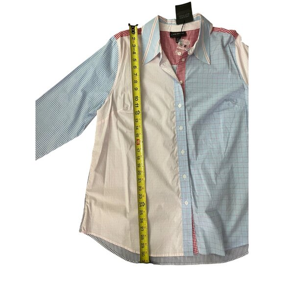 Lane Bryant Multi-Pattern Color Block Plaid Long Sleeve Button Up Shirt Size 18 - Picture 5 of 7